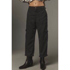 Pilcro Anthropologie Womens Slim Linen Cargo Pants Black Size S